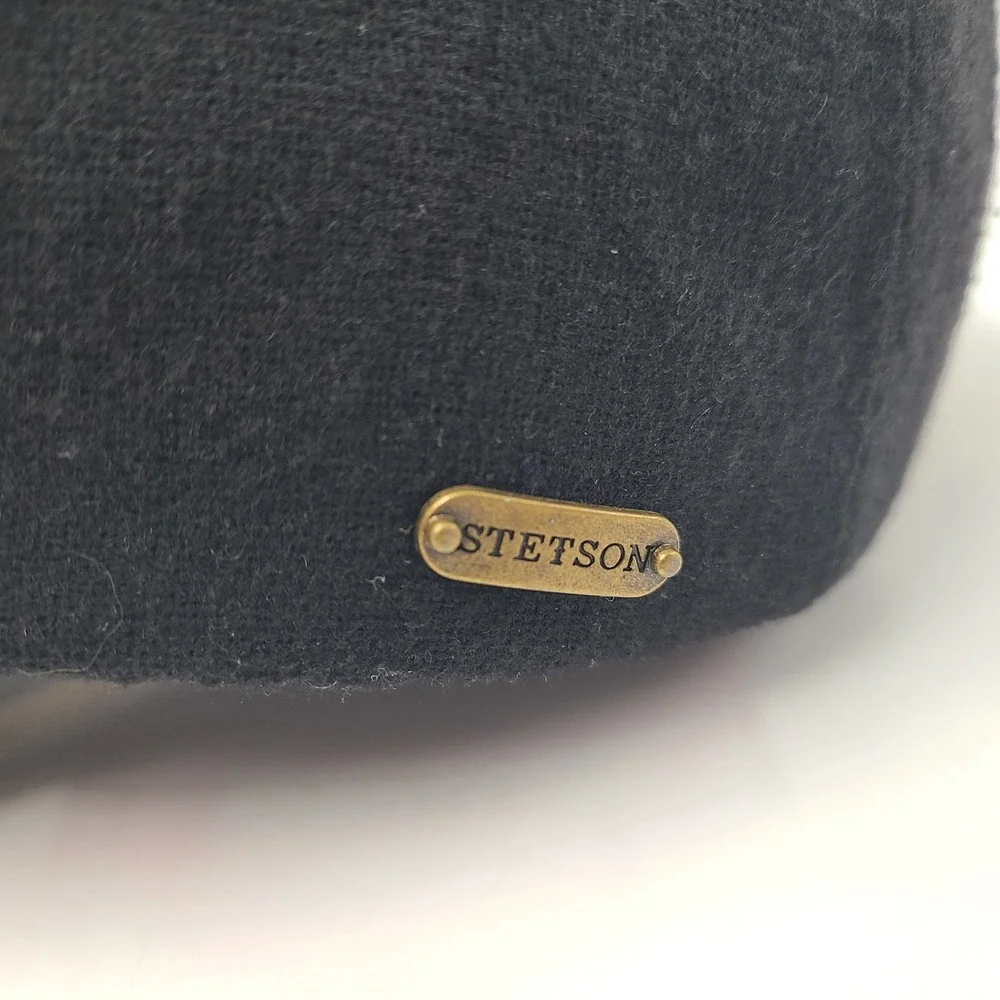 Stetson Hat Strapback Black Wool Blend Metal Logo Plaid Casual Baseball Cap Men - Picture 7 of 13